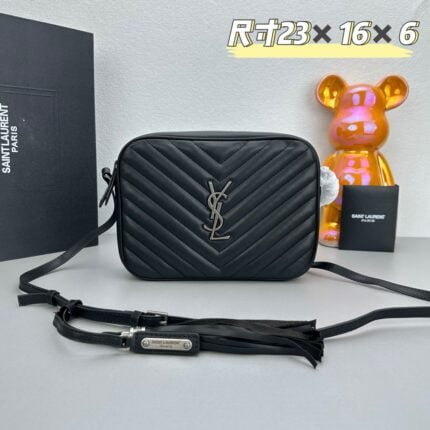 YSL MONOGRAM SAINT LAURENT LOU quilted leather camera bag black with sliver hardware 520534 size: 23*16*6CM